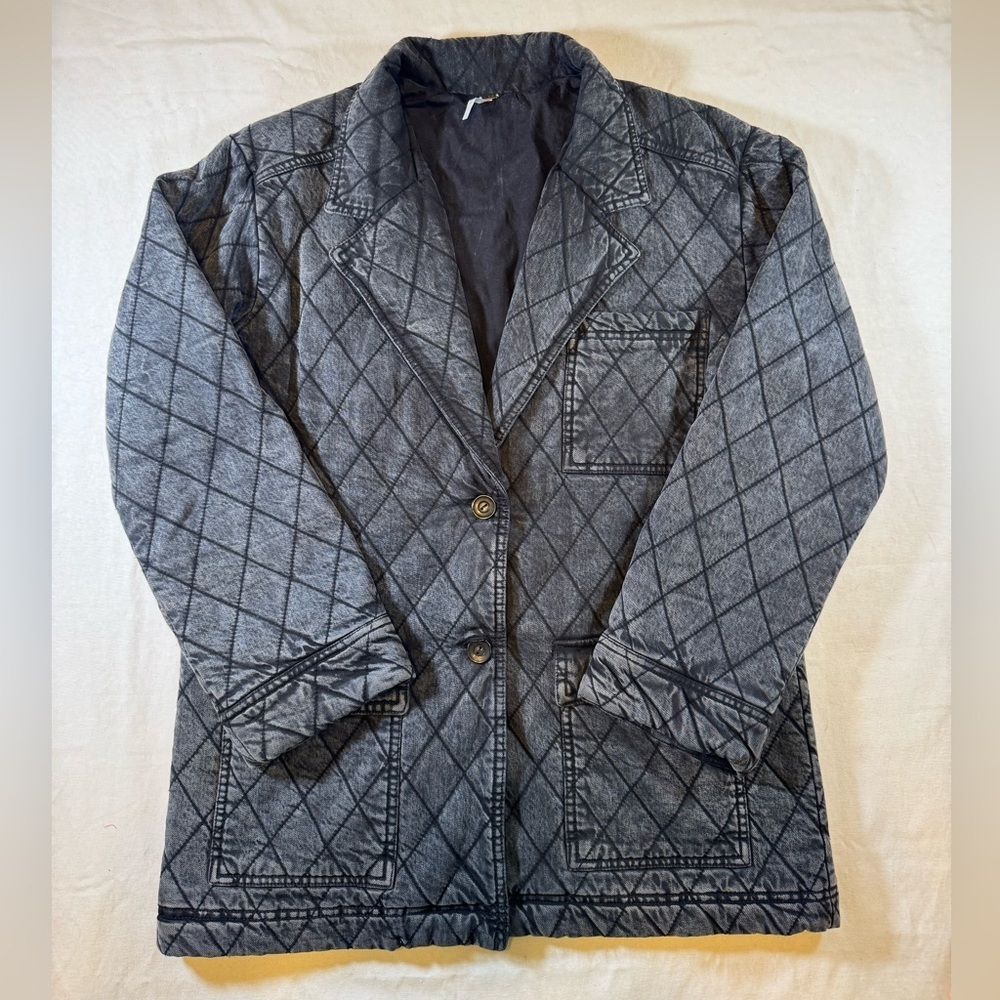 Young Fabulous & Broke Gray/ Charocoal Quilted Blazer Jacket - Picture 1 of 10